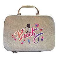 Косметика у валізі Єдиноріг сіра тіні помади набір для манікюру пензлі блискітки 20*8*14см (1687-C), фото 4