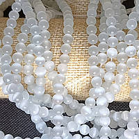 Бусини Котяче око 6 мм 68 шт 38 см Світло-сірий