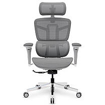 Крісло для роботи за комп'ютером Mealux S4 Air Grey спинка сітка / сидіння сітка, фото 4