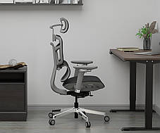 Крісло для роботи за комп'ютером Mealux S4 Air Grey спинка сітка / сидіння сітка, фото 3