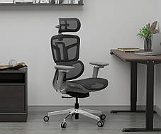 Крісло для роботи за комп'ютером Mealux S4 Air Grey спинка сітка / сидіння сітка, фото 2