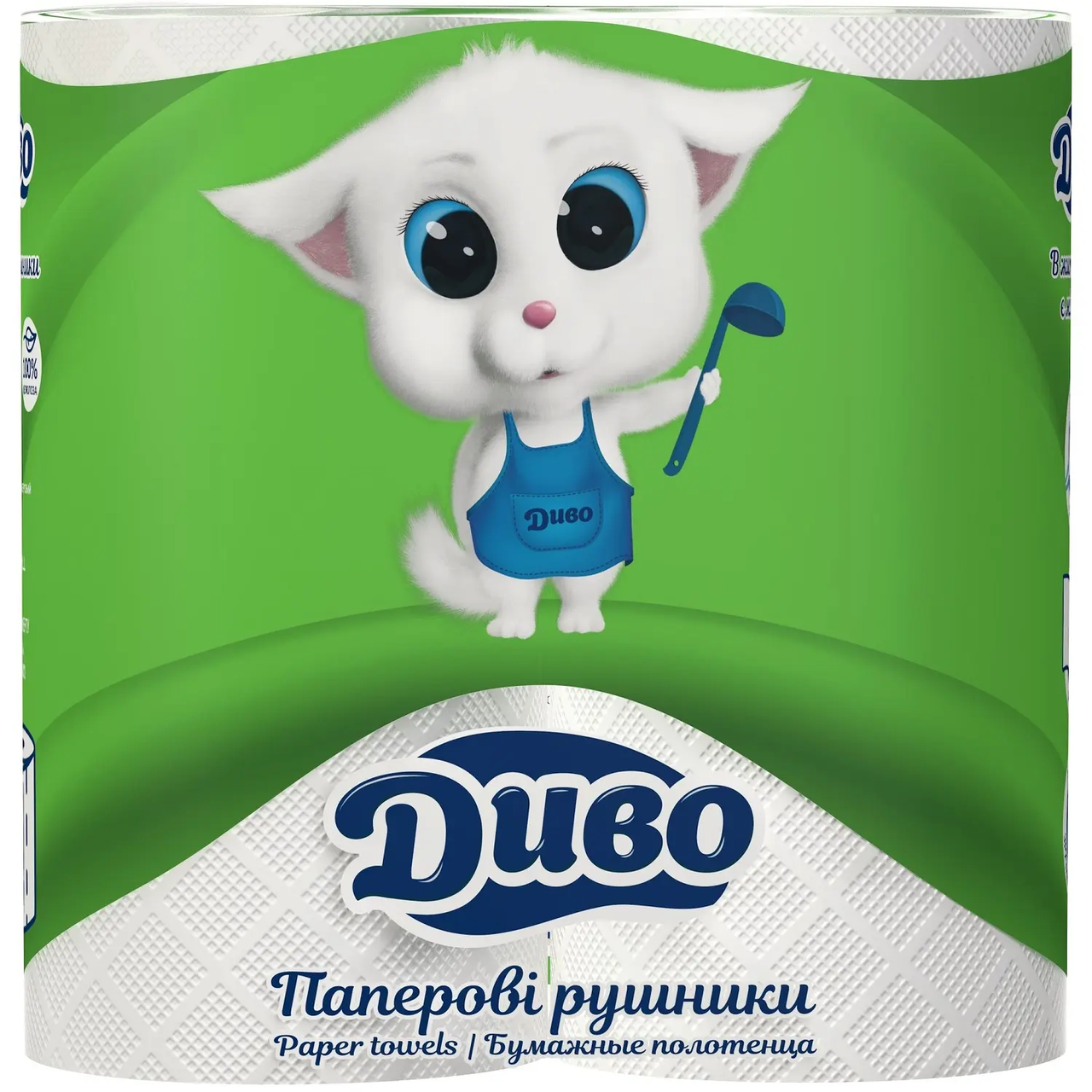 Рушники паперові Диво 2шар. 2рул/50 відривів білі цел. Обухів