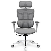 Ергономічне комп'ютерне крісло для роботи Mealux S4 Air Fabric Grey спинка сітка / сидіння тканина, фото 4