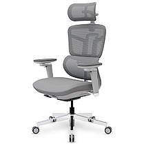 Офісне ергономічне комп'ютерне крісло для дому Mealux S4 Air Fabric Grey спинка сітка / сидіння тканина, фото 6