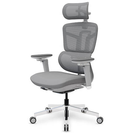 Ергономічне комп'ютерне крісло для роботи Mealux S4 Air Fabric Grey спинка сітка / сидіння тканина, фото 1