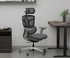 Ергономічне комп'ютерне крісло для роботи Mealux S4 Air Fabric Grey спинка сітка / сидіння тканина, фото 2