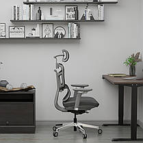 Ергономічне комп'ютерне крісло для роботи Mealux S4 Air Fabric Grey спинка сітка / сидіння тканина, фото 3