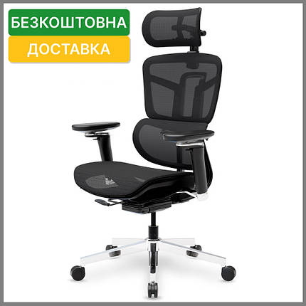 Офісне ортопедичне крісло для комп'ютера Mealux S4 Air Black спинка сітка / сидіння сітка, фото 1