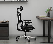 Ортопедичне офісне крісло для комп'ютера Mealux S4 Air Black спинка сітка / сидіння сітка, фото 3