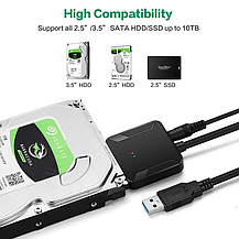 Перехідник адаптер USB 3.0 — SATA для HDD 3.5"/2.5" з блоком живлення, Чорний, Amazon, Німеччина, фото 3
