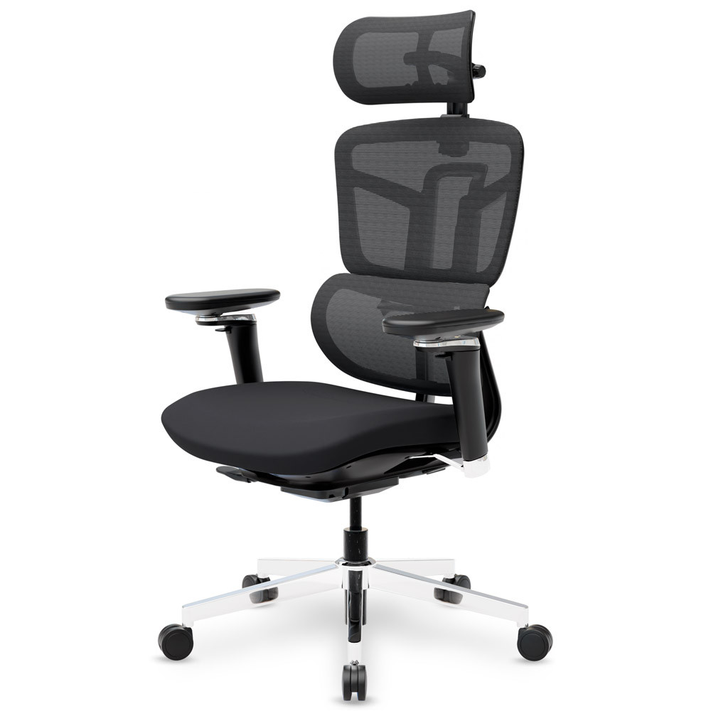 Ортопедичне комп'ютерне крісло для роботи Mealux S4 Air Fabric Black спинка сітка / сидіння тканина