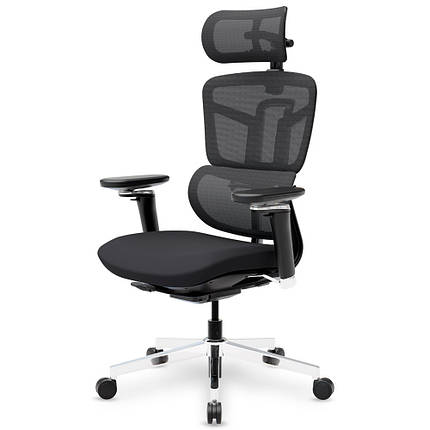 Ортопедичне комп'ютерне крісло для роботи Mealux S4 Air Fabric Black спинка сітка / сидіння тканина, фото 1