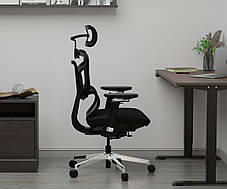 Ортопедичне комп'ютерне крісло для роботи Mealux S4 Air Fabric Black спинка сітка / сидіння тканина, фото 3