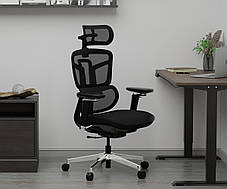Ортопедичне комп'ютерне крісло для роботи Mealux S4 Air Fabric Black спинка сітка / сидіння тканина, фото 2