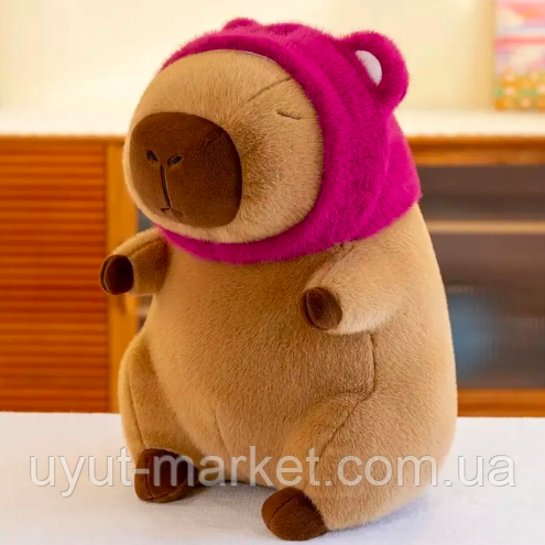 М'яка іграшка "Капібара в шапці ведмедика Лотсо" 40см, фото 1