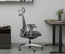 Ортопедичне комп'ютерне крісло для роботи Mealux Q1 Air Fabric Grey спинка сітка / сидіння тканина, фото 4