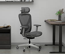 Ортопедичне офісне крісло для комп'ютера Mealux Q1 Air Grey спинка сітка / сидіння сітка, фото 3
