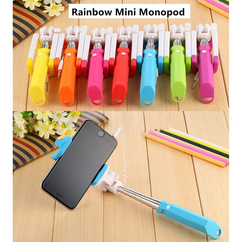 Монопод палка для селфи Mini Monopod Rainbow + кнопка через 3,5 - фото 6 - id-p453836223
