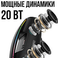Музична Bluetooth колонка з підсвічуванням та мікрофоном B100 20Вт Чорна, фото 4