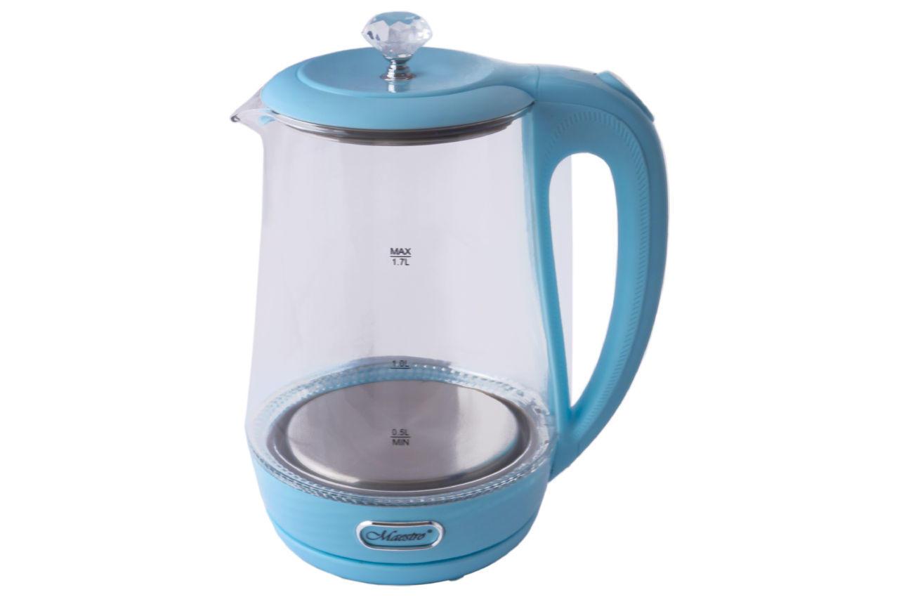 Електрочайник Maestro MR-052-Blue з підсвічуванням, 1.7 л, термоскло, 2200 Вт
