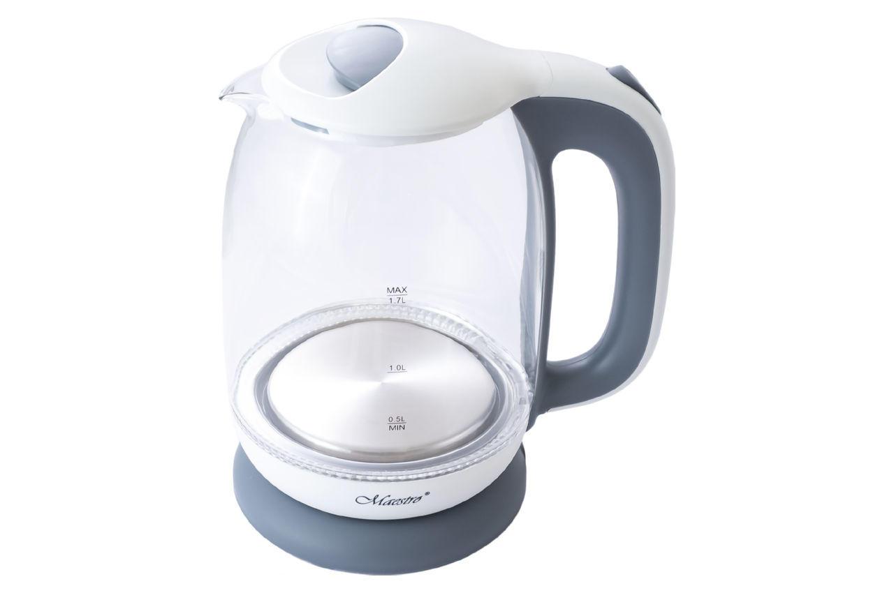 Електрочайник Maestro MR-056-Grey (MR-056-GREY) – стильний скляний чайник з потужністю 2200 Вт, з захистом