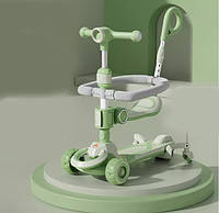 Самокат-трансформер дитячий із батьківською ручкою зелений CITY LINE Baby Care 388