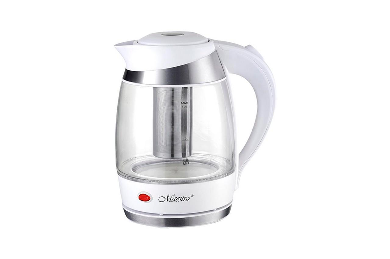 Електрочайник Maestro MR-065-White 1.8 л, 2200 Вт, скляний корпус з підсвічуванням