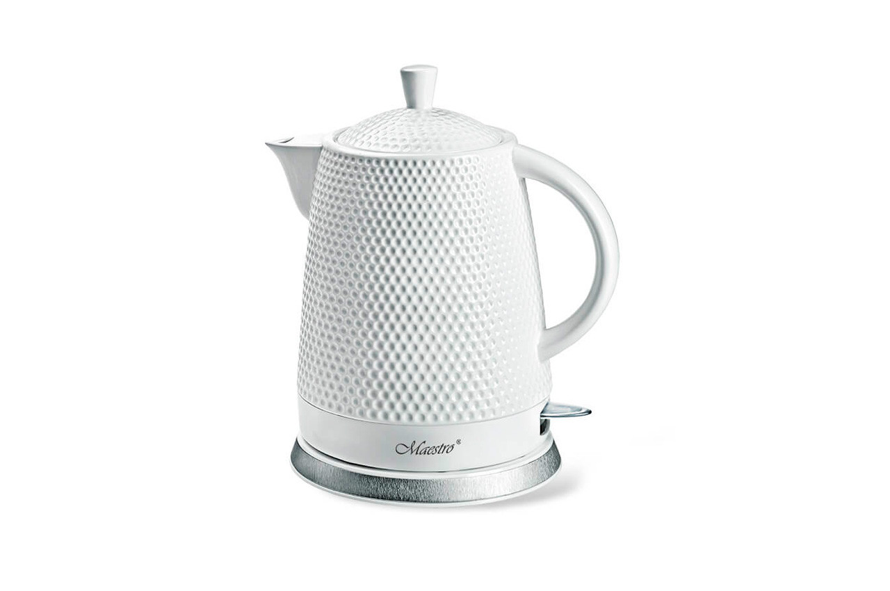 Електрочайник керамічний Maestro MR-069-WHITE 1,5 л, потужність 1200 Вт, білий корпус із екологічної кераміки