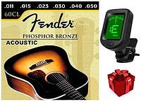 Струни для акустичної гітари Fender 60CL 11-50 (тюнер в подарунок)