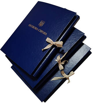 Папка Особова справа 10 мм із бумвінулу з тисненням "під золото" А4 на зав'язках без клапанів