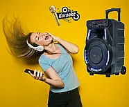 Акустична колонка-валіза на коліщатках з мікрофоном ZXX-7373 400Вт 53х35х28см, фото 4