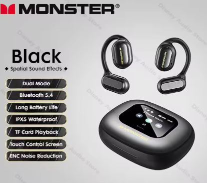 Bluetooth-навушники Monster PRO100 Smart Touch Screen для спорту чорні
