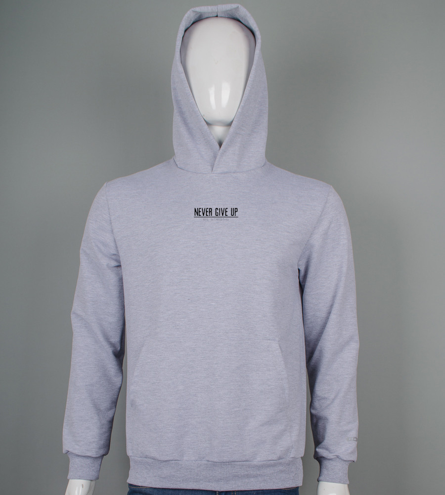 Худі двонитка Never Give Up Св.Сірий меланж 9452с, XL (1шт), фото 1