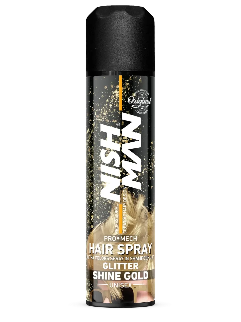 Аерозольний спрей для волосся з барвником Nishman Hair Coloring Spray Gold, Золото з блиском, 150 мл (10705060)