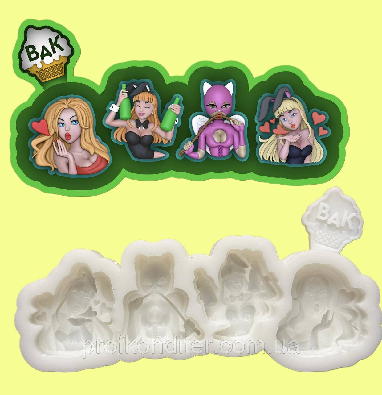 Ексклюзив! Силіконовий молд для ГІПСУ та ін "Дівчата 18+", фото 1