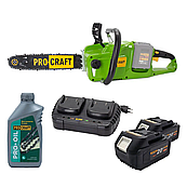 Акумуляторна ланцюгова пилка Procraft PCA40/2 (2 акб 4Аг + ЗП 20/2)