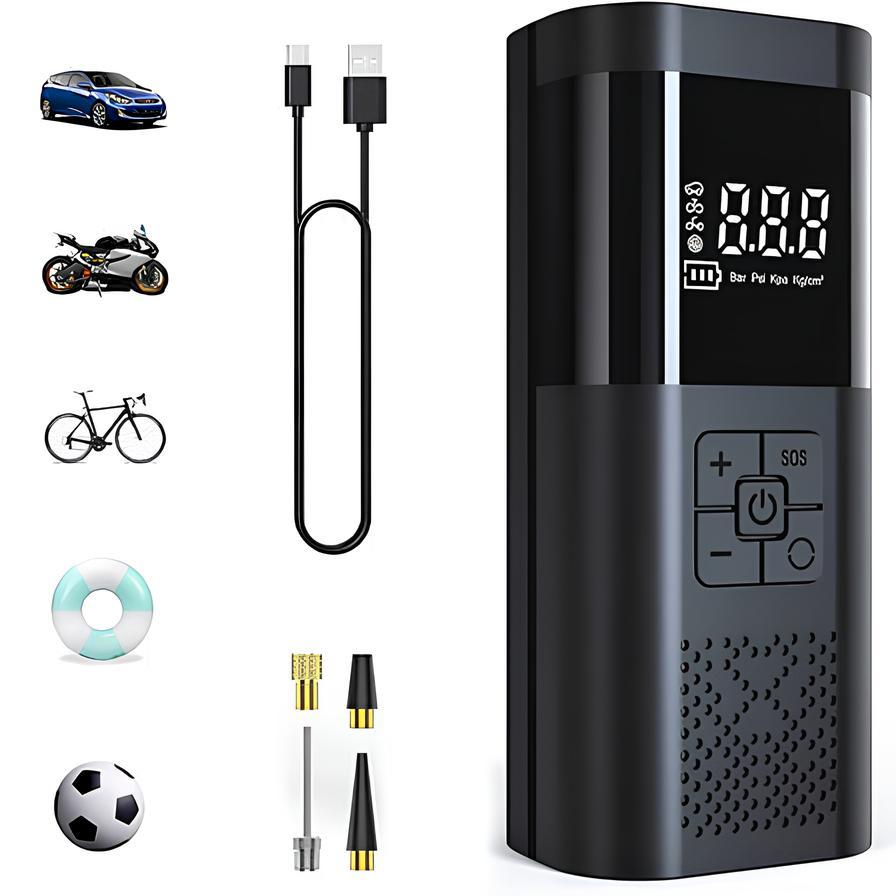 Портативний автомобільний насос 150PSI 12V 6000mAh. Насос-повербанк
