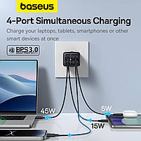 Мережевий зарядний пристрій Baseus GaN6 Pro Fast Charger 2 Type-C + 2 USB 65W Black, фото 8