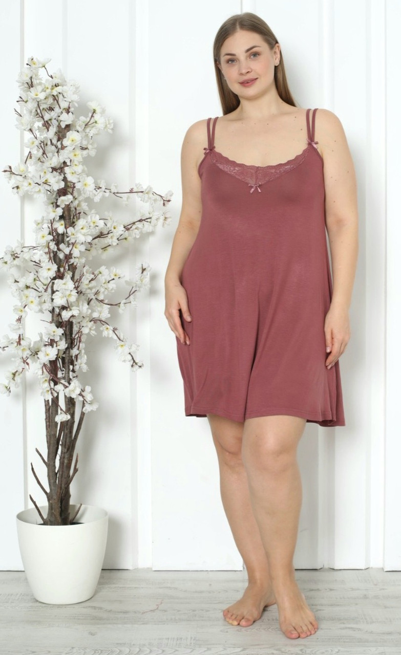 Нічна сорочка великих розмірів із мереживом.Nicoletta, фото 1