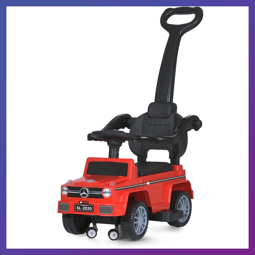 Дитяча каталка-толокар Mercedes M 5043L-3 з батьківською ручкою 2 в 1 Червоний, фото 1