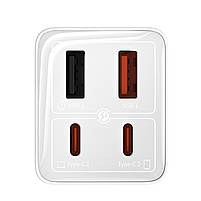 Мережевий зарядний пристрій Baseus GaN6 Pro Fast Charger 2 Type-C + 2 USB 65W White, фото 5