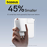 Мережевий зарядний пристрій Baseus GaN6 Pro Fast Charger 2 Type-C + 2 USB 65W White, фото 8