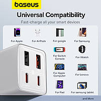 Мережевий зарядний пристрій Baseus GaN6 Pro Fast Charger 2 Type-C + 2 USB 65W White, фото 9