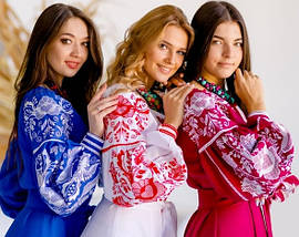 Синє Плаття в підлогу рукав довгий з білою вишивкою, Вечірні плаття в українському стилі, фото 6