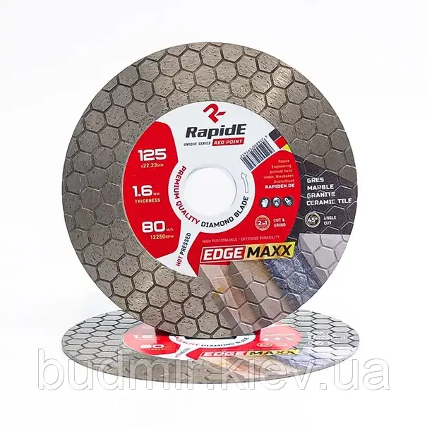 Алмазний диск Rapide EDGEMAXX d 125*1,6*22,23 під різ 45 градусів, фото 1