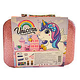 Косметика у валізі Єдиноріг помада тіні набір для манікюру пензлі блискітки 20*8*14см (QH1001-5A), фото 2