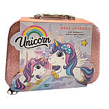 Косметика у валізі Єдиноріг помада тіні набір для манікюру пензлі блискітки 20*8*14см (QH1001-5A), фото 6