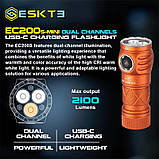 Ручний ліхтар Skilhunt ESKTE EC200S Mini + 1100mAh 18350 (1400+570LM, Nichia 4500k + 3000k, IPX8, USB-C), фото 7