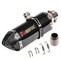Прямоточный мото глушитель прямоток диаметр 38/51 мм Akrapovic модель Carbon / 
 (370*105мм)