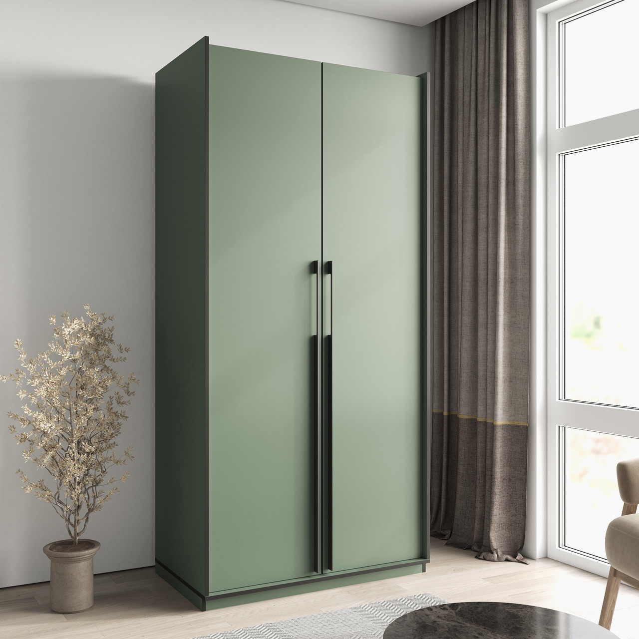 Шафа для одягу, шафа в спальню, шафа зі штангою на 2 двері FR-14, фото 1